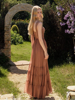 Tia Beaded Crochet Pleated Mesh Halter  Dress