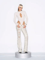 Distressed Low-Rise Flare Jeans