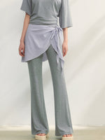 Checkered Asymmetric Shoulder Short-Sleeve T-Shirt & Pants Set