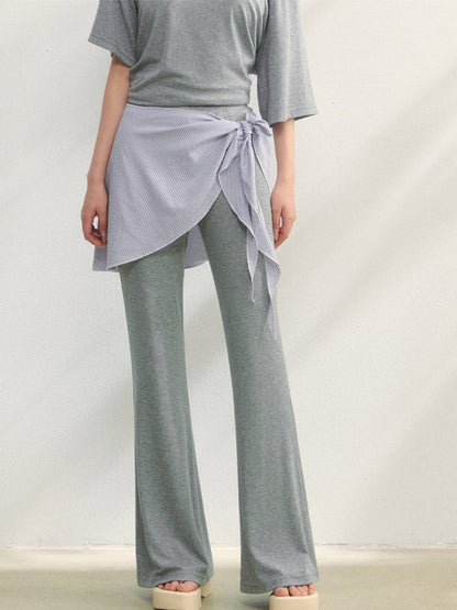Checkered Asymmetric Shoulder Short-Sleeve T-Shirt &amp; Pants Set