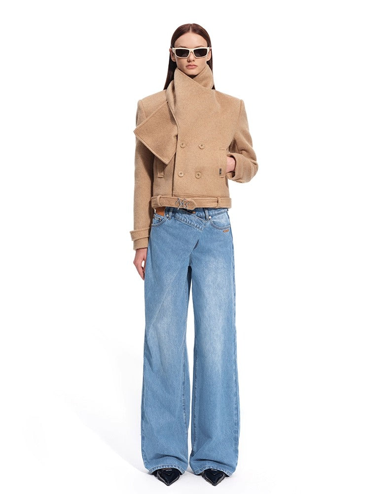 "Ross Series" Wool Scarf-Collar Coat