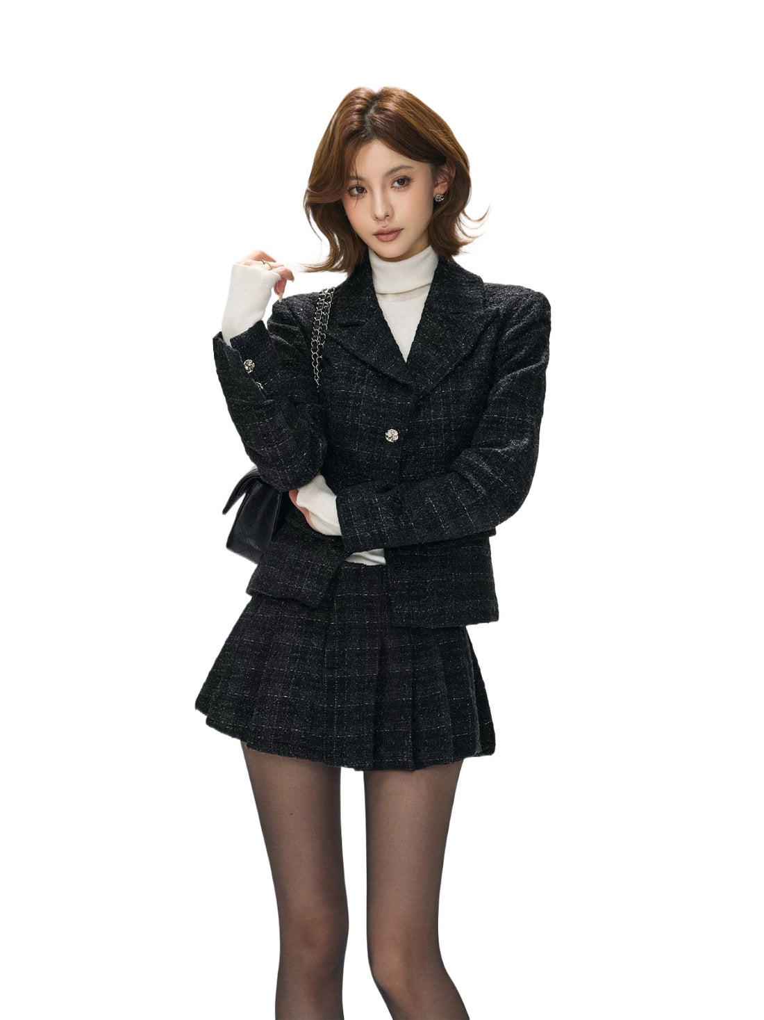Vintage Plaid Wool Jacket &amp; Skirt Set