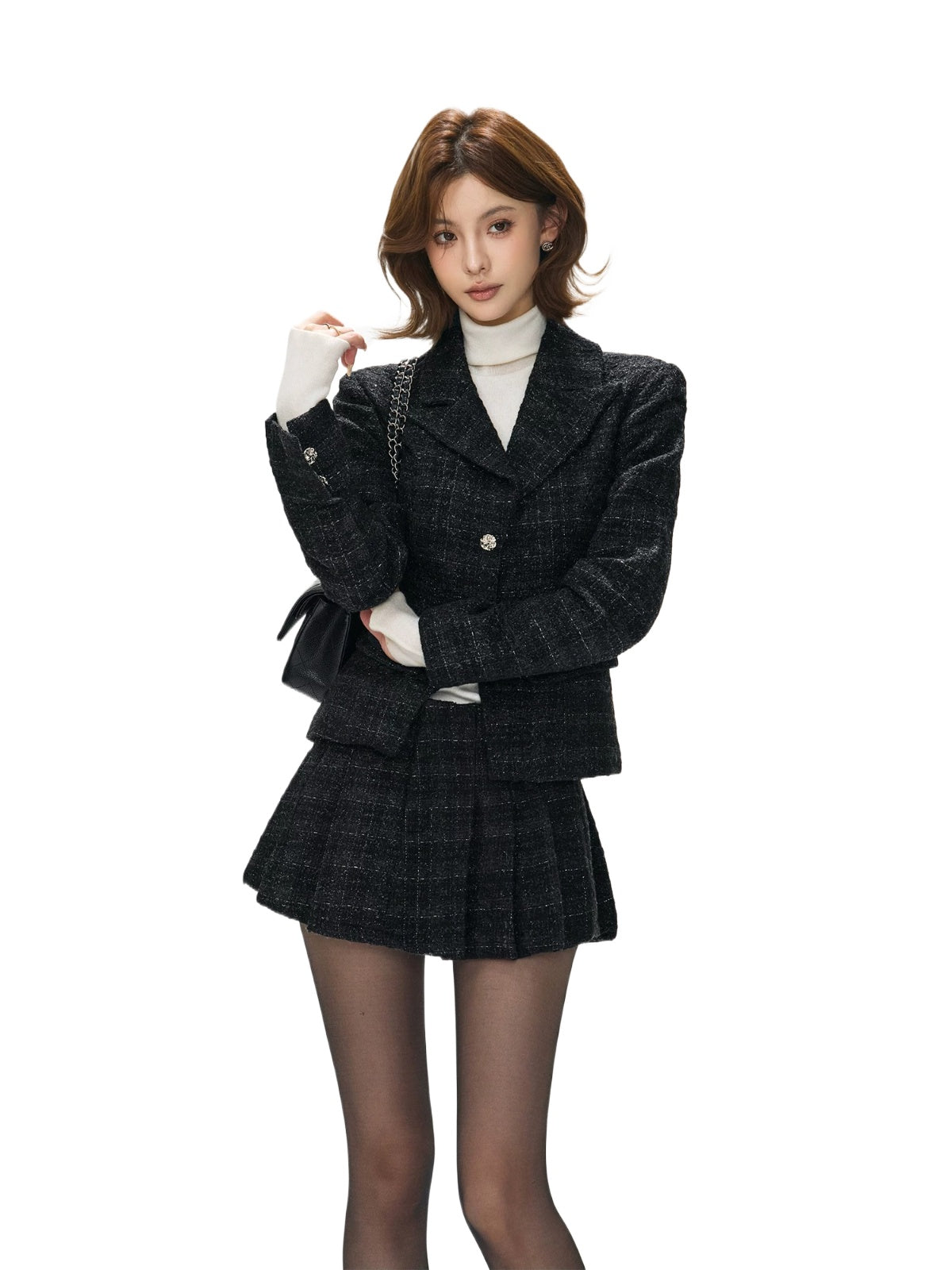 Vintage Plaid Wool Jacket &amp; Skirt Set