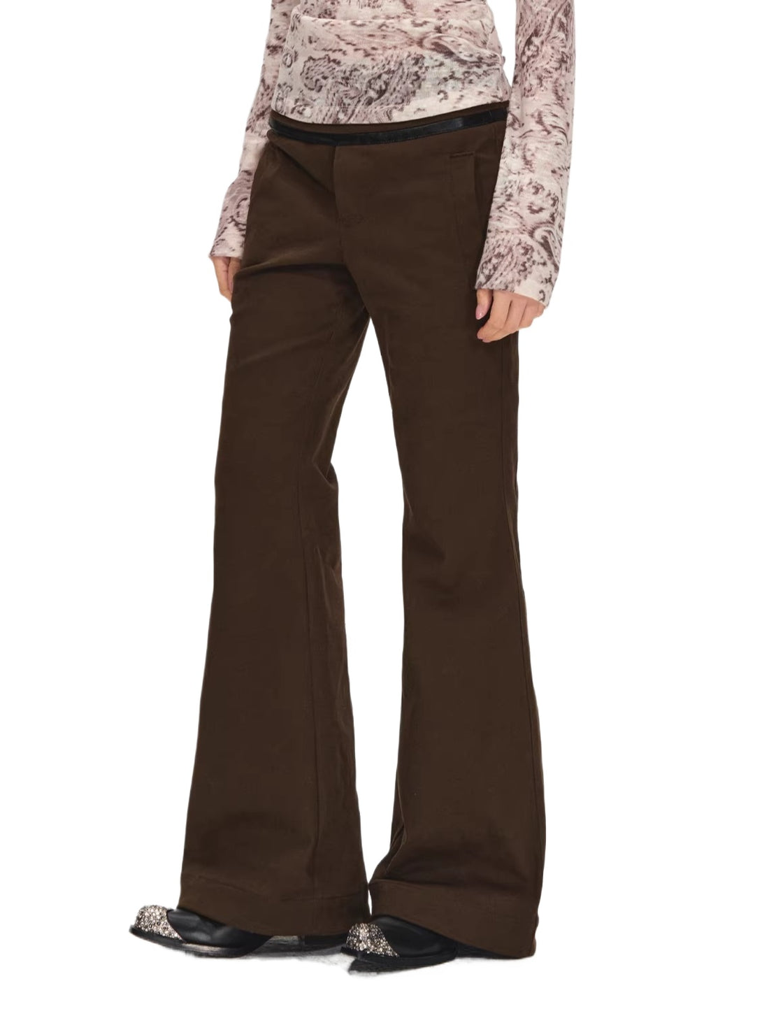 Metal Buckle Flare Cargo Pants