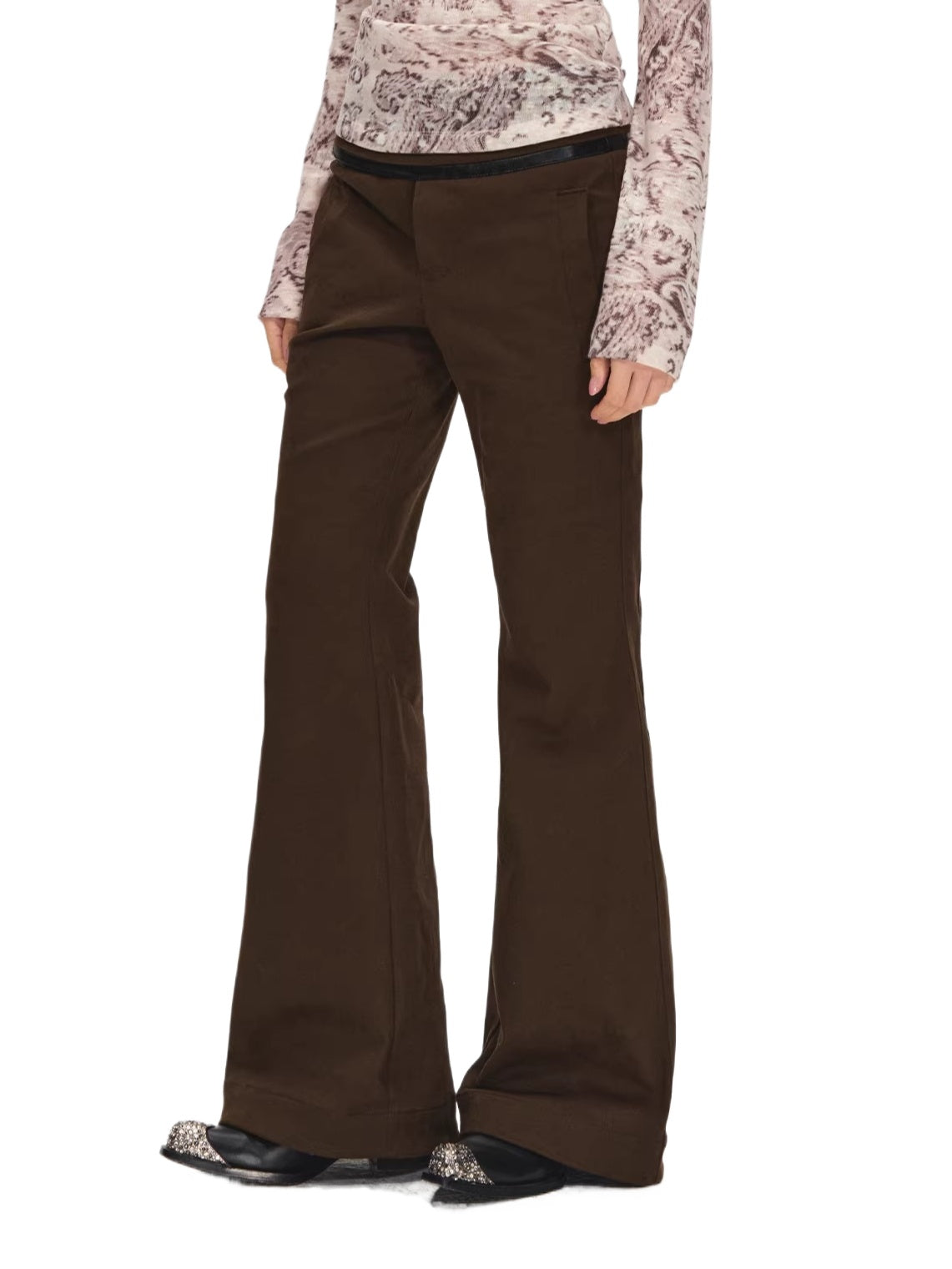 Metal Buckle Flare Cargo Pants