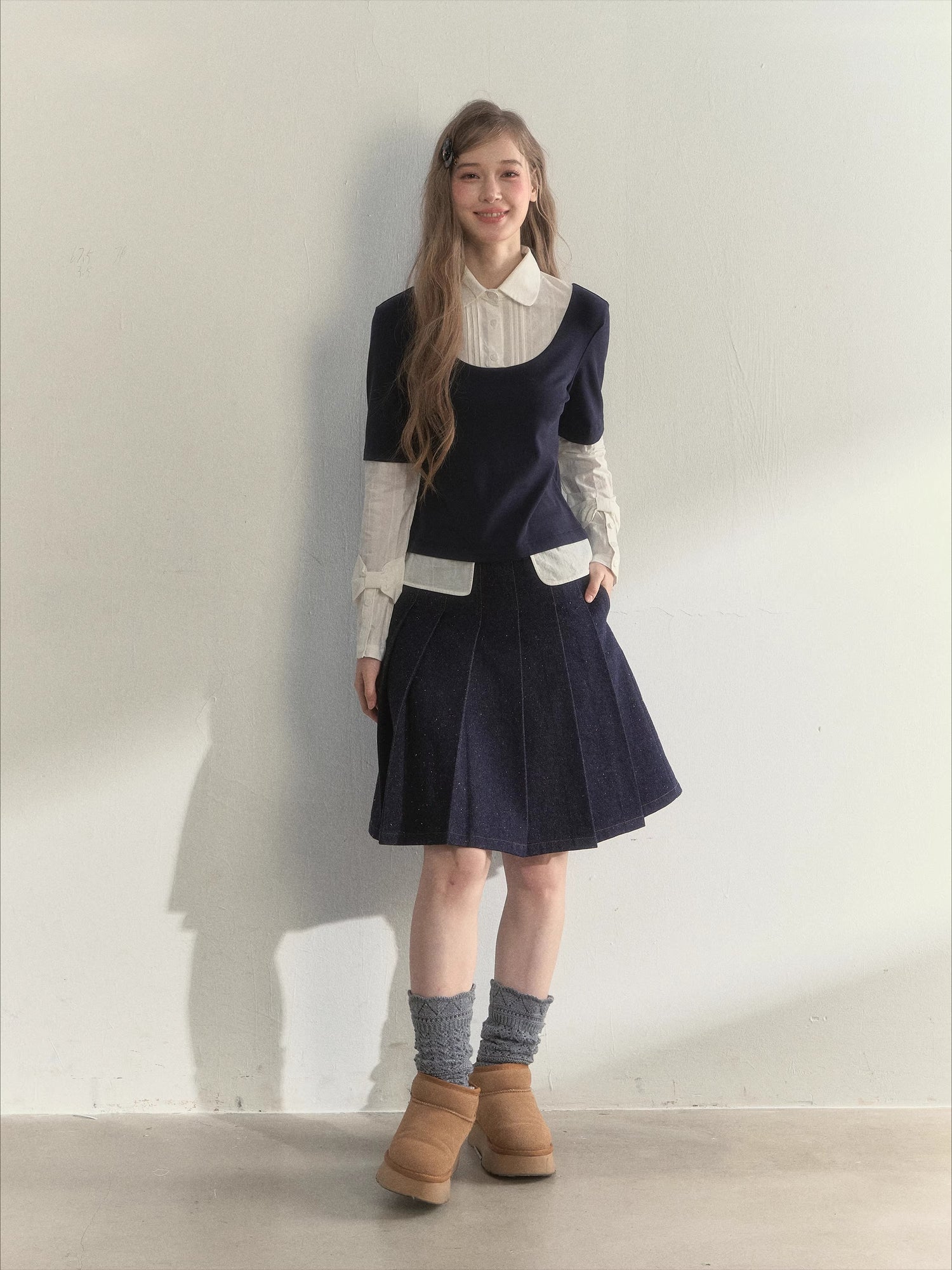 Layered Shirt Knit Top