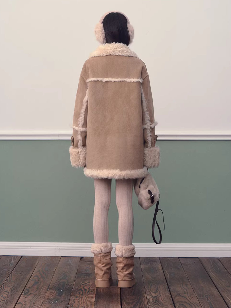 Vintage Suede Faux Fur Coat