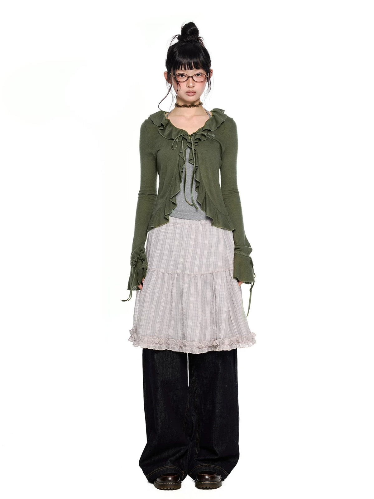 Plaid Bubble Chiffon Skirt