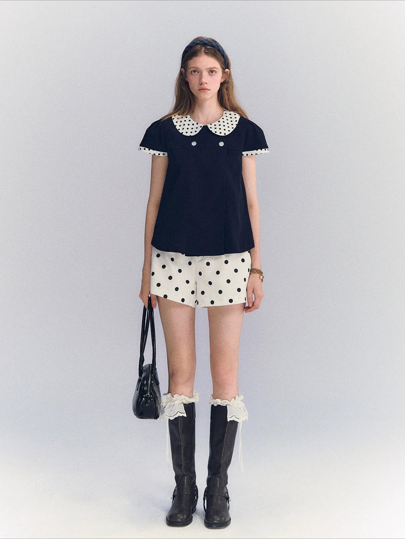 Polka Dot Collar Top