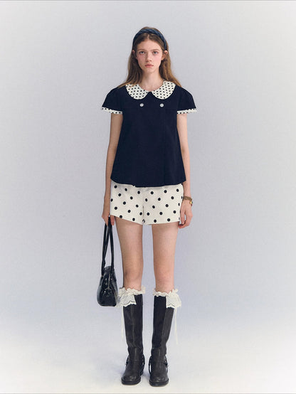 Polka Dot Collar Top