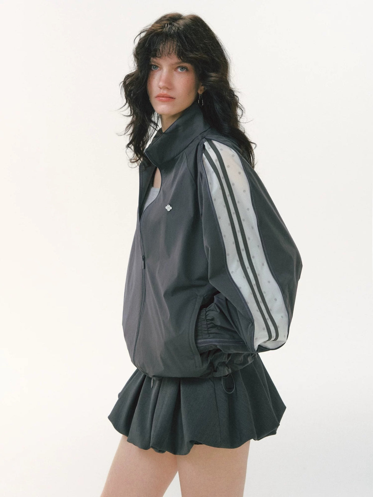 Side Zip Stand Collar Jacket