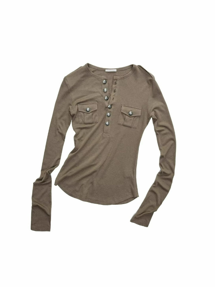 Pocket Henley Knit Top &amp; Dress Set