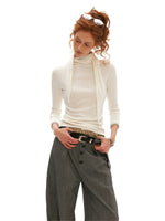 Soft Tie Neck Fitted Sleeve Top