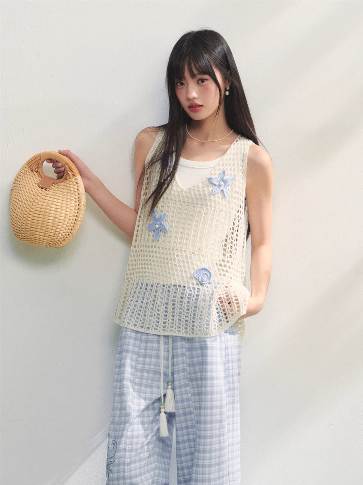 Pearl Crochet Hollow Vest Camisole