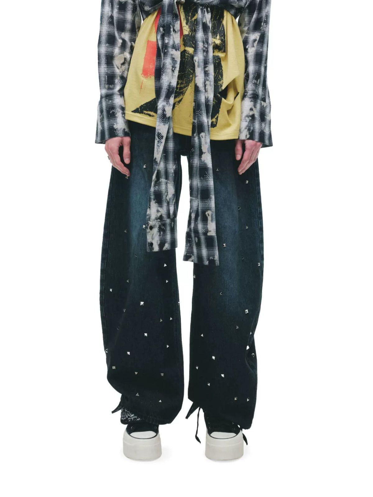 Gradient Whisker Wide Leg Jeans