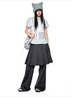 Pleated Skirt Flare Pants