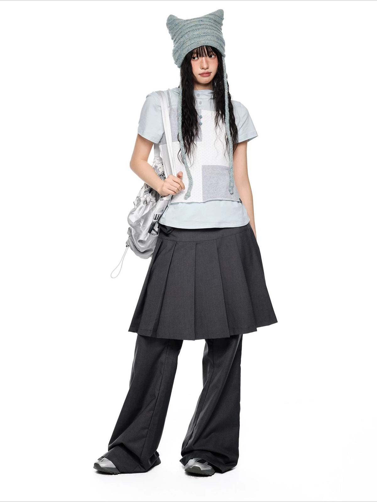 Pleated Skirt Flare Pants