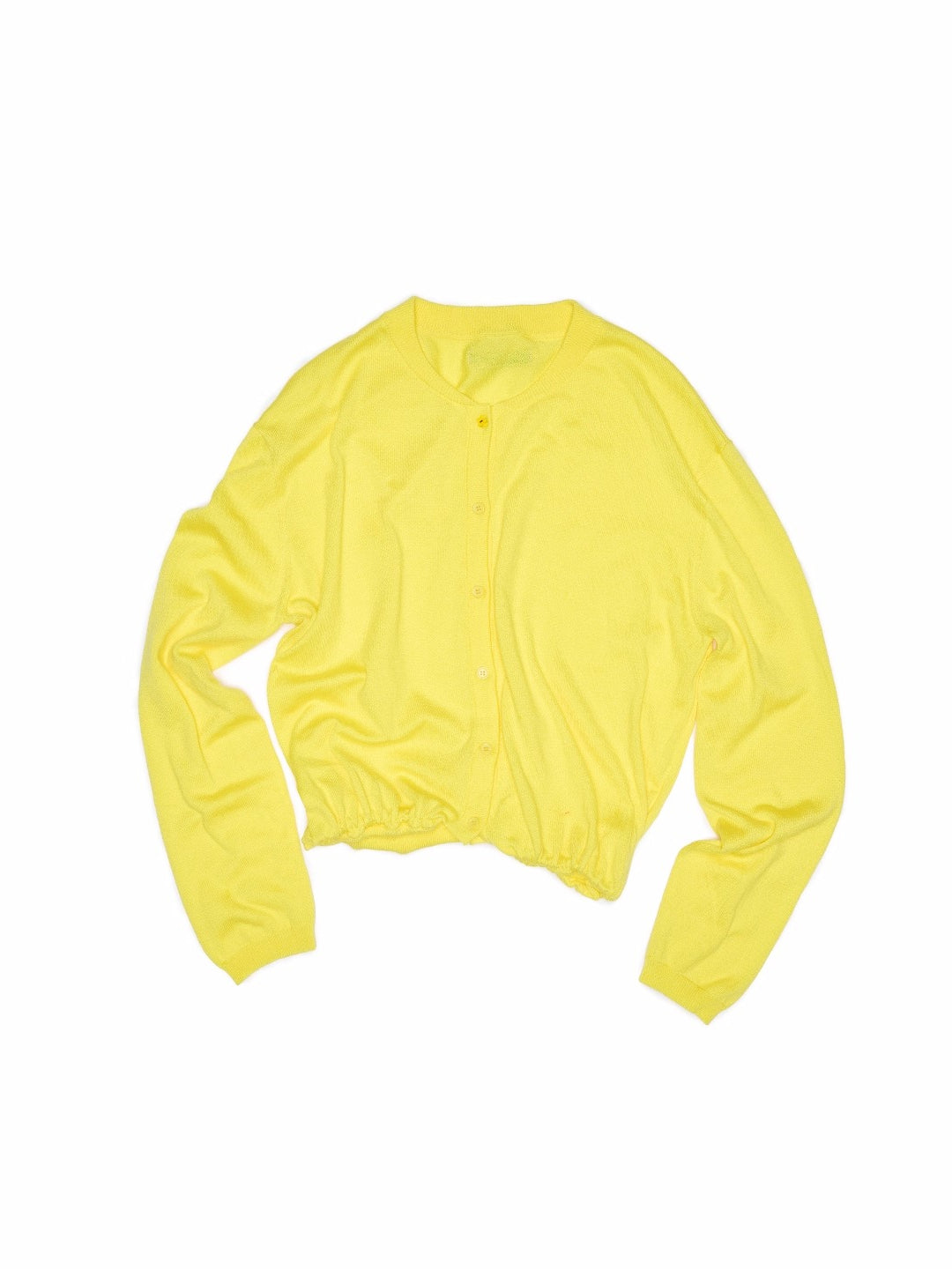 Solid Balloon Hem Wool Cardigan