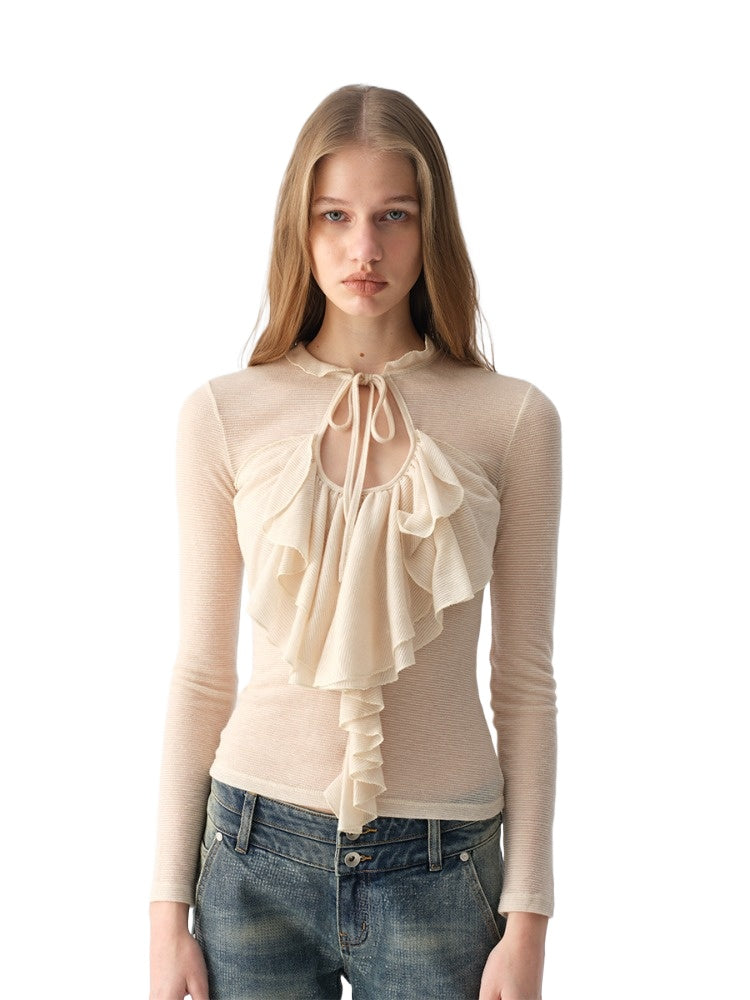 Sheer Wool Ruffle Top
