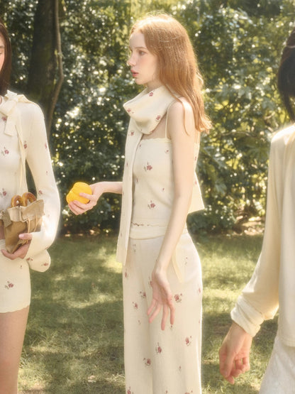 Cosagach Floral Knit Cardigan &amp; Bottoms Set