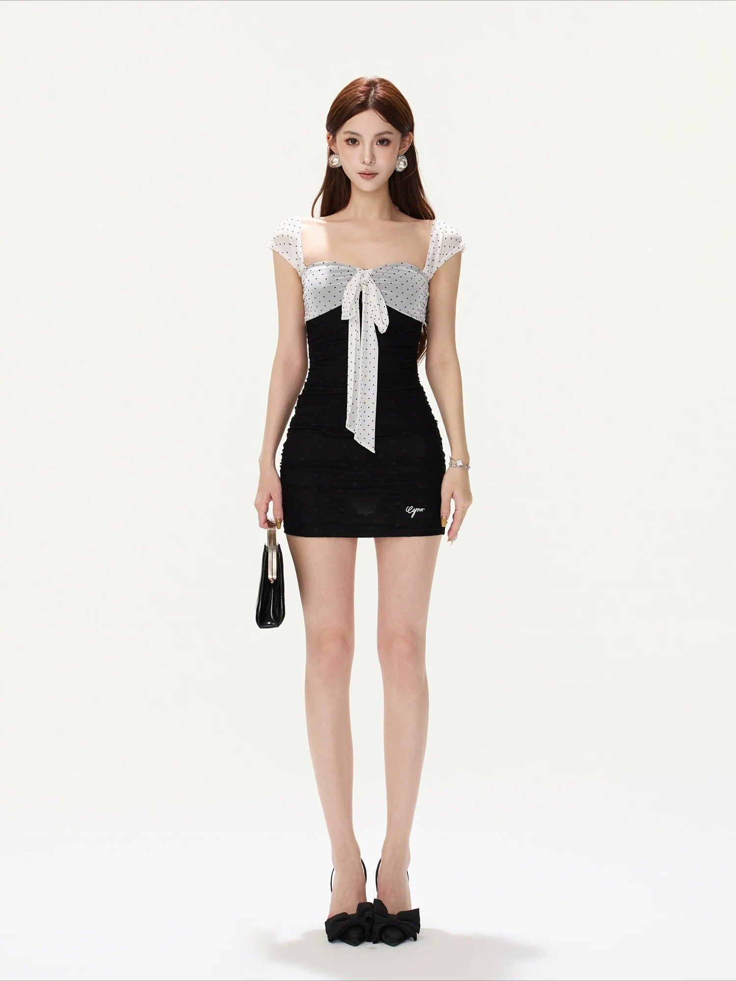 Polka Dot Ruched Mini Dress