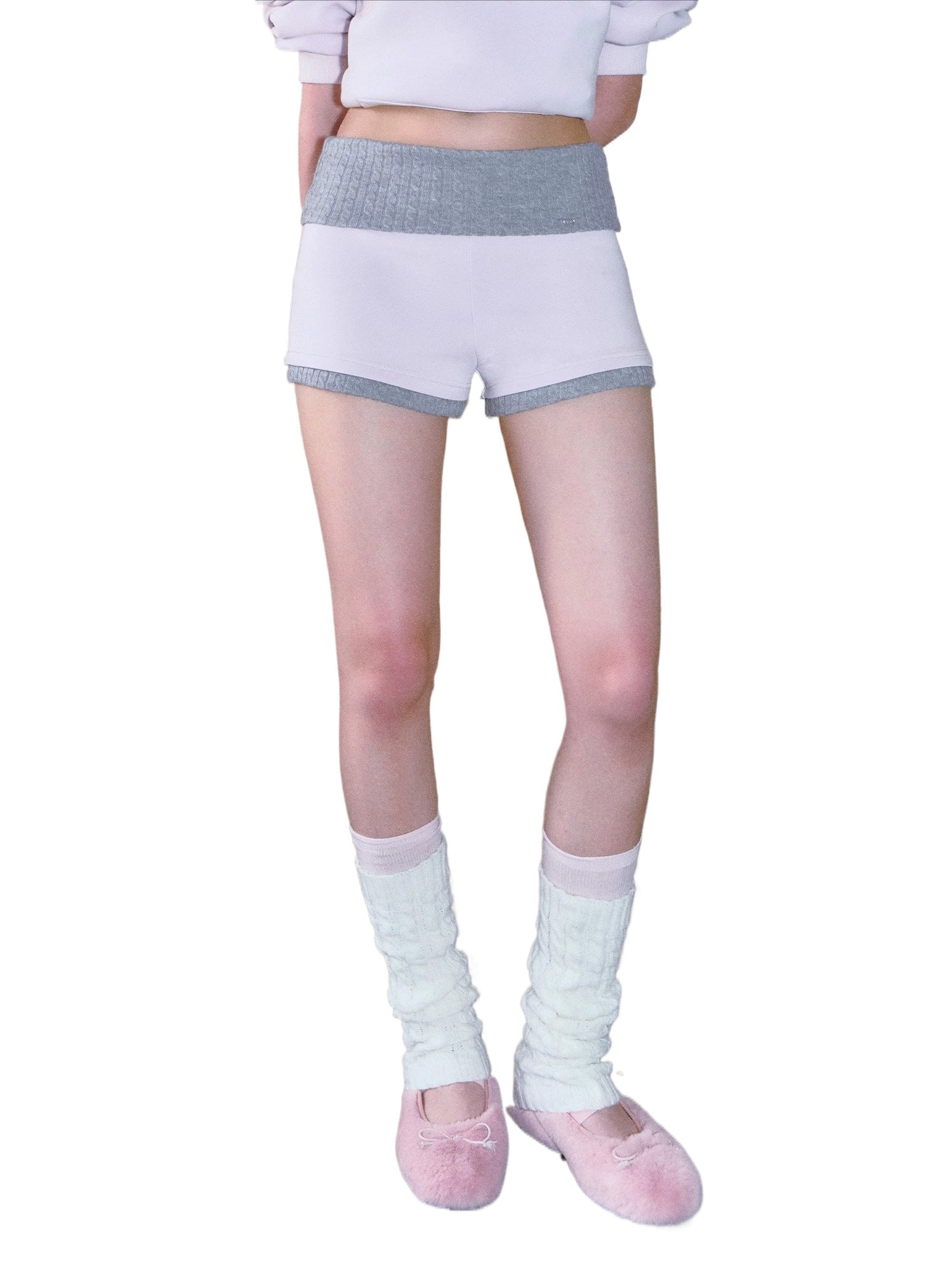 Contrast Ribbed Waist Shorts