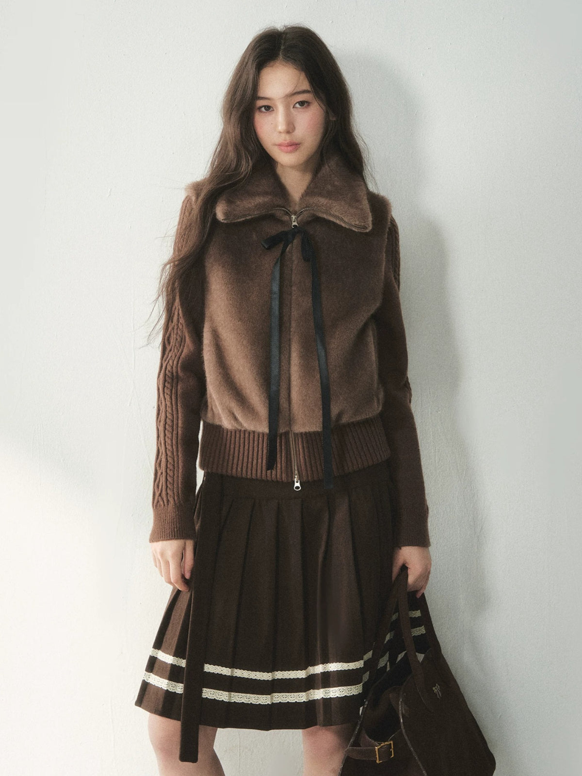 Oversized Collar Faux Fur Jacket