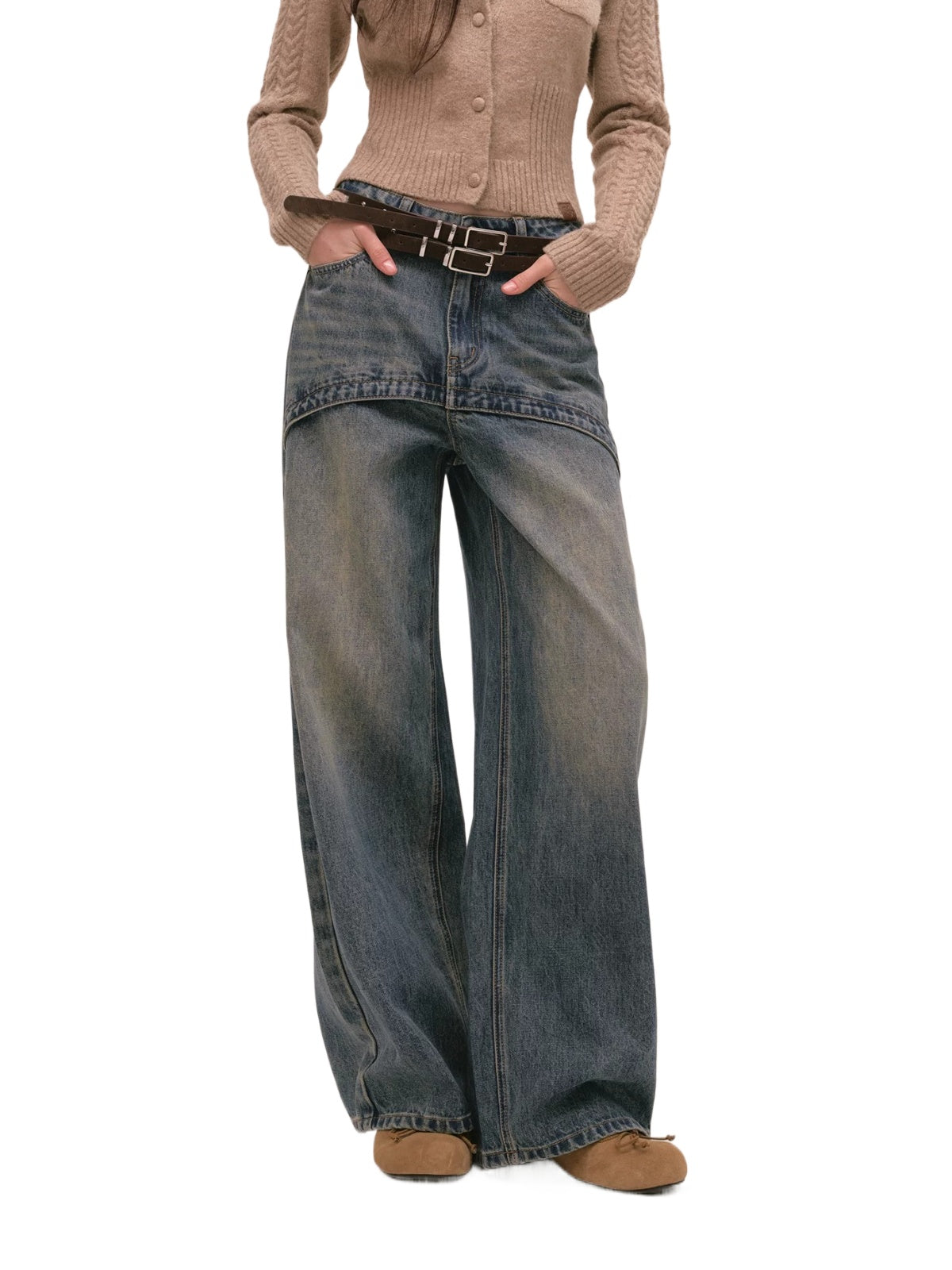 Vintage Layered Wide Leg Jeans
