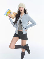 French Bow Trim Knit Cardigan