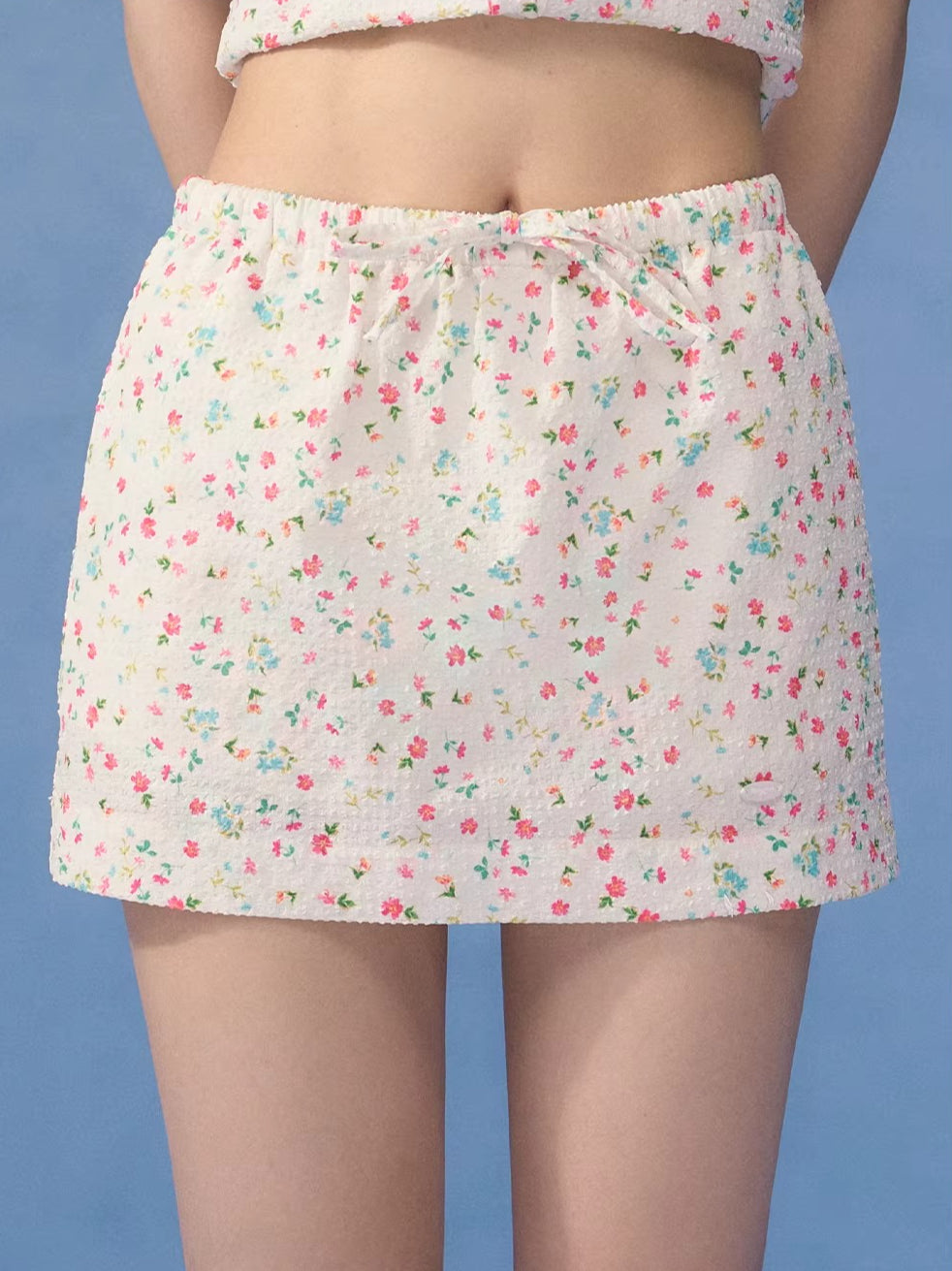 Apricot Floral A-Line Mini Skirt