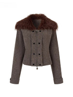 Fur Collar Oversized Sleeve Sweater Coat