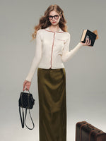 Lace Satin Midi Skirt
