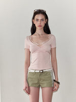 Lace Spliced Slim T-shirt