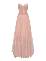 Heavy Lace Corset Mesh Maxi Dress