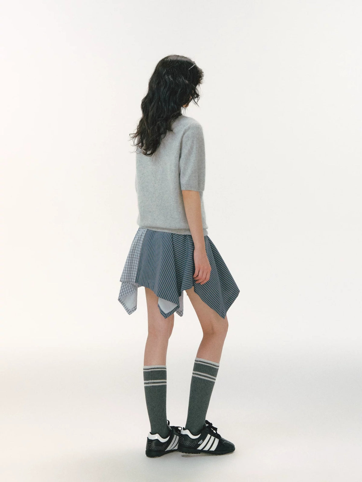 Vintage Plaid Asymmetric Skirt