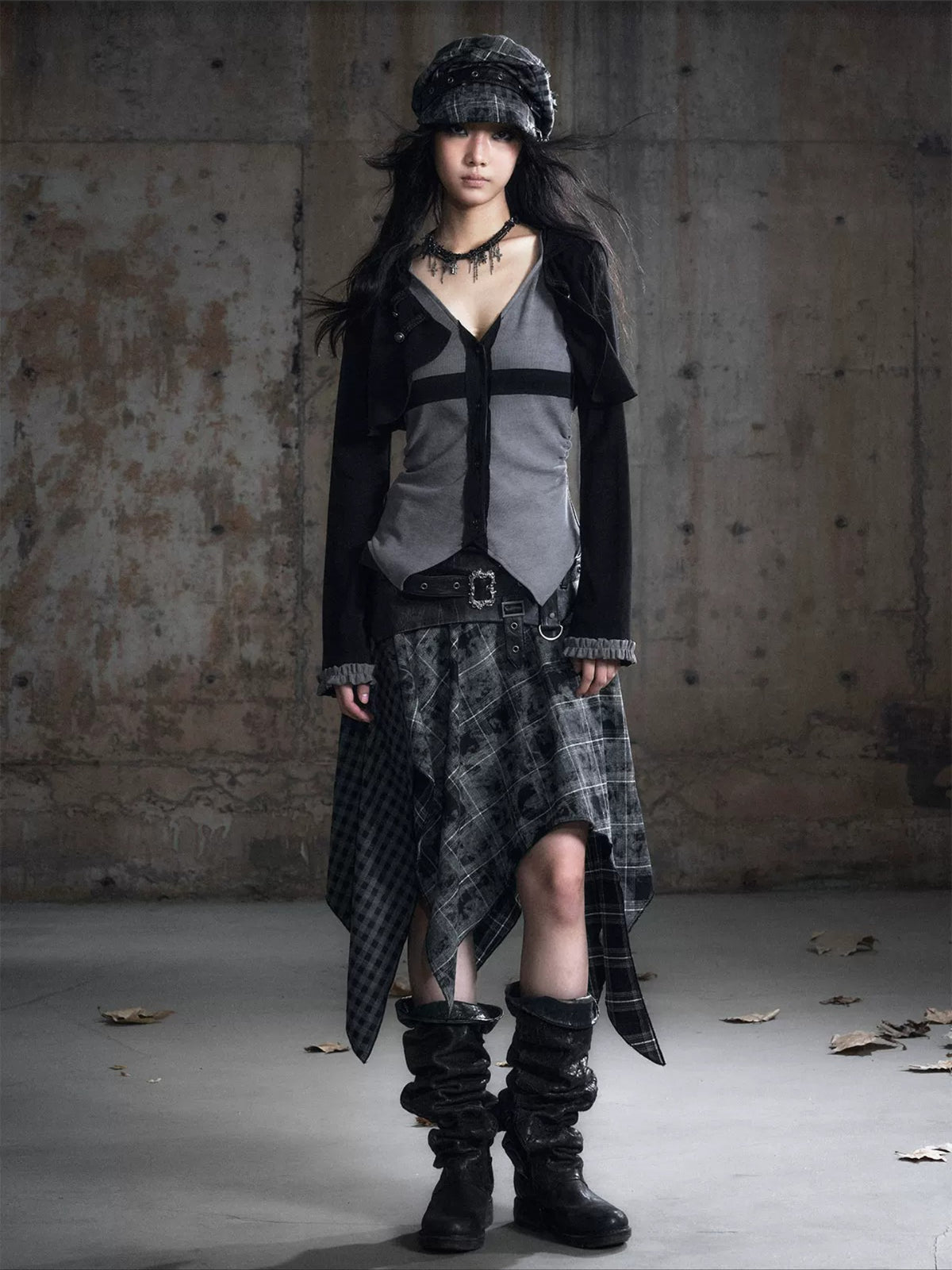 Hooded Layered Knit Top