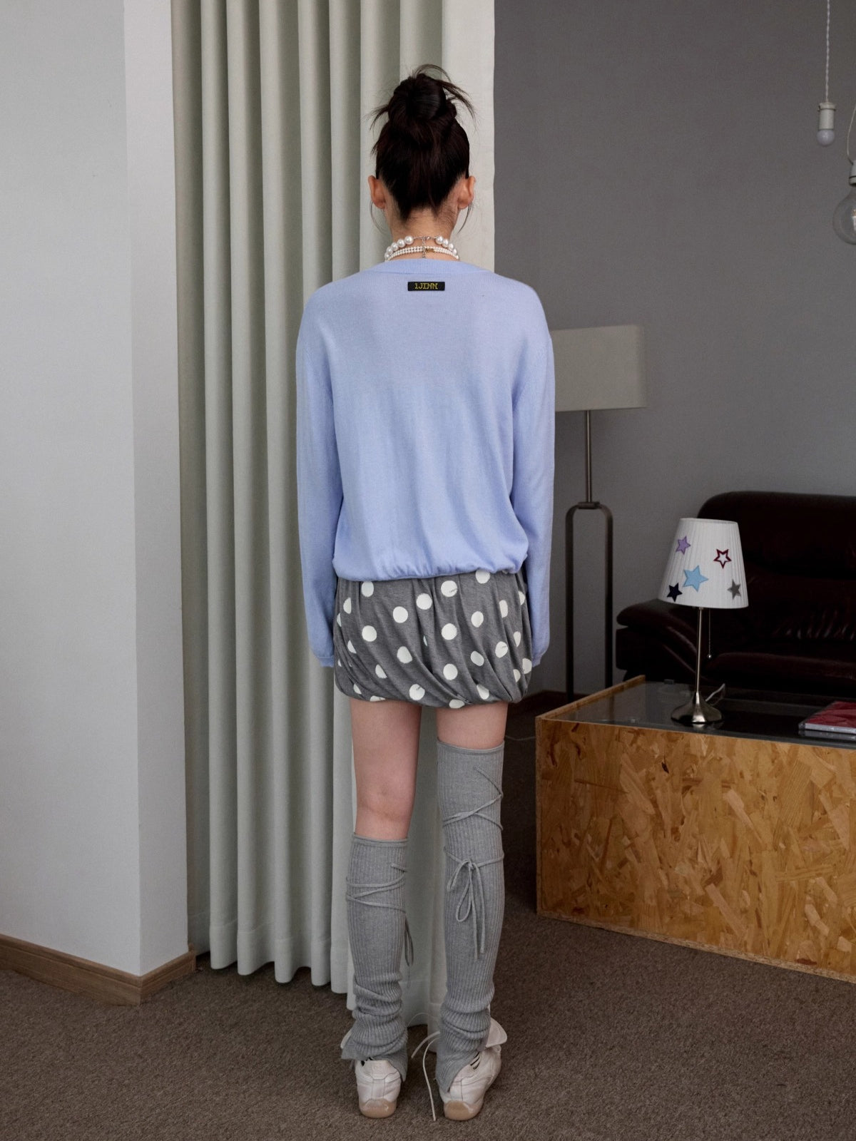 Solid Balloon Hem Wool Cardigan