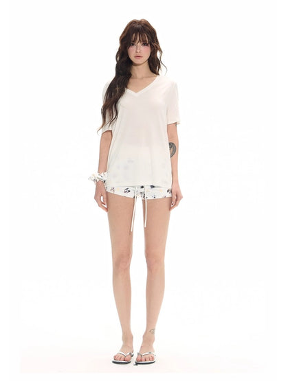 Tencel Relaxed V-neck T-shirt