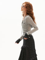 Layered Hooded Contrast Top