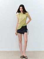 Asymmetrical Lyocell Ruffle Top