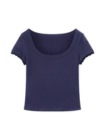 Lace Trim U-neck Tee