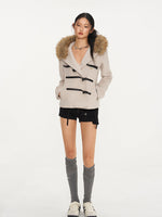 Black & Oatmeal Wool Toggle Coat