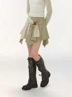 Vintage Plaid Asymmetric Skirt