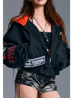 American Printed Hooded Short Jacket