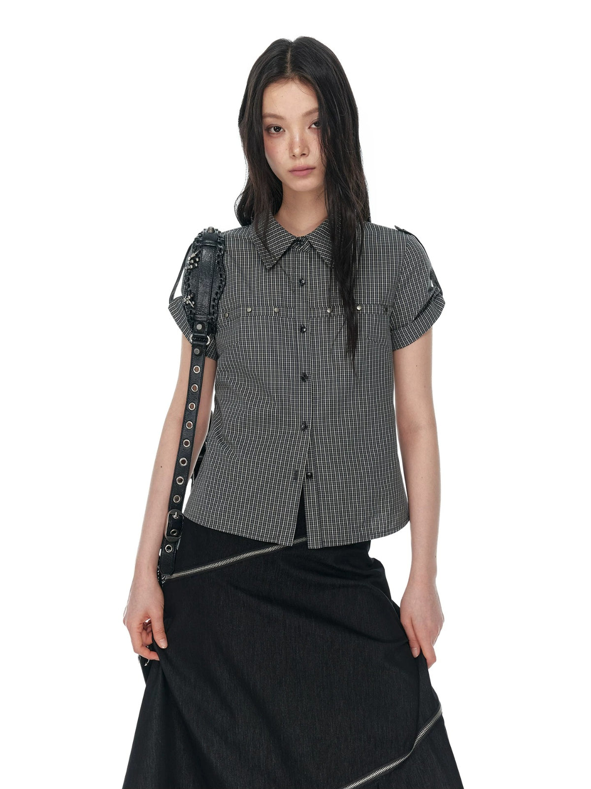 Vintage Rivet Plaid Fitted Shirt