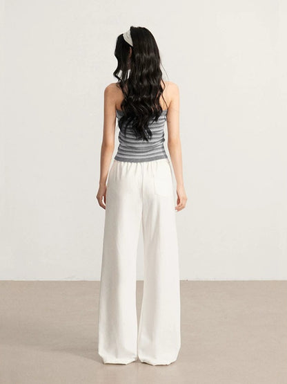 Gray &amp; Beige Distressed Wide-Leg Pants