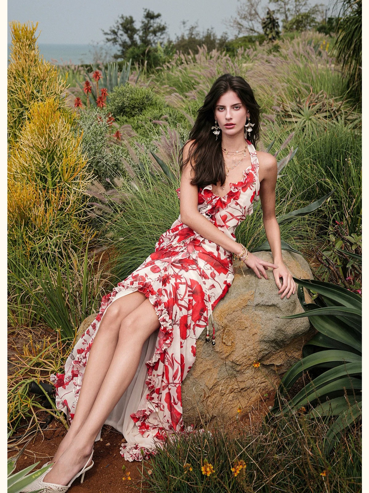 Floral Halter Top Skirt Set