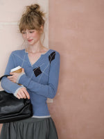 Diamond V-Neck Knit Sweater
