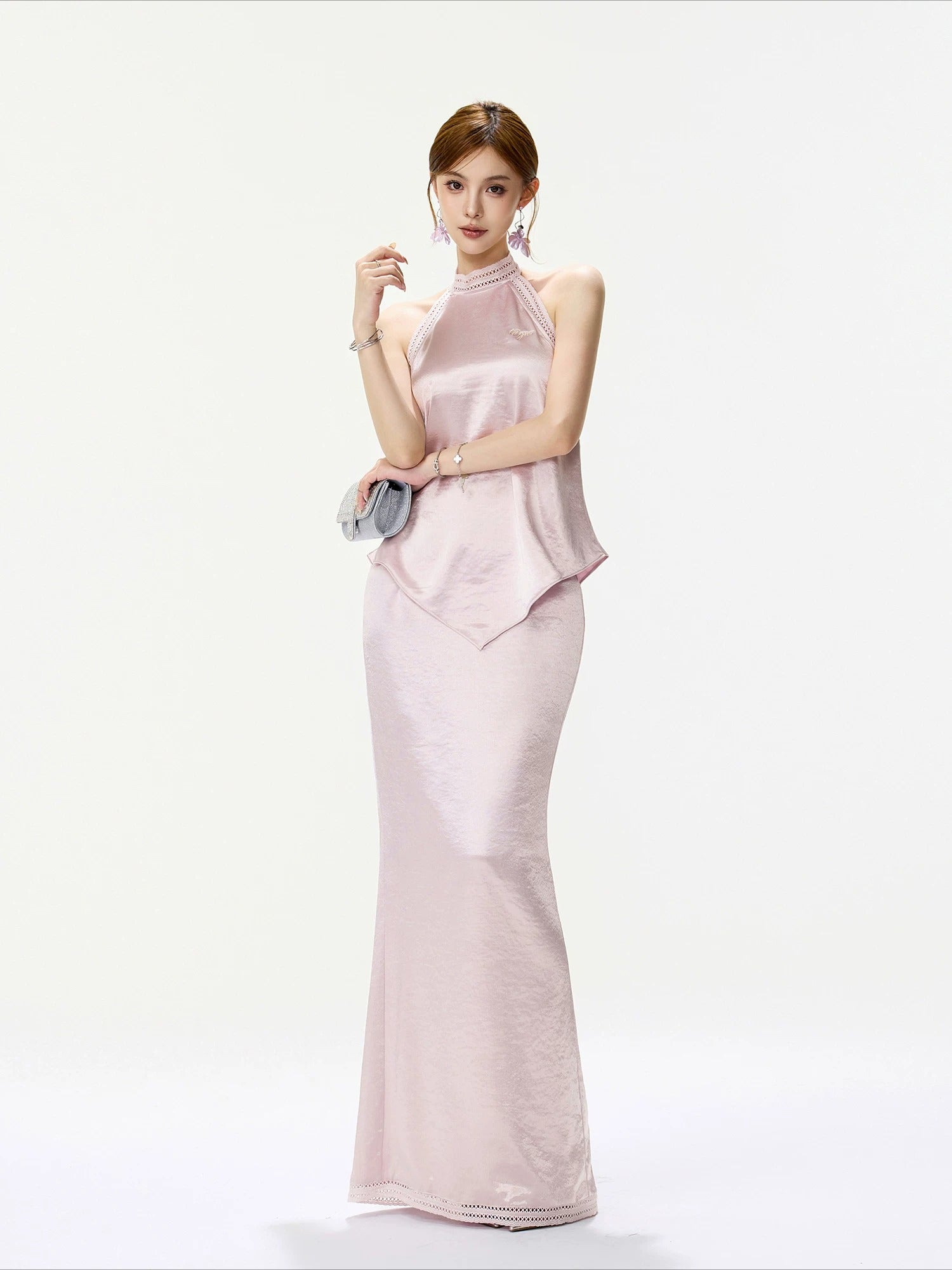 Satin Halter Top &amp; Skirt Set