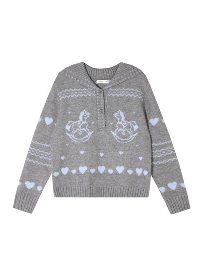 Pony Jacquard Polo Sweater